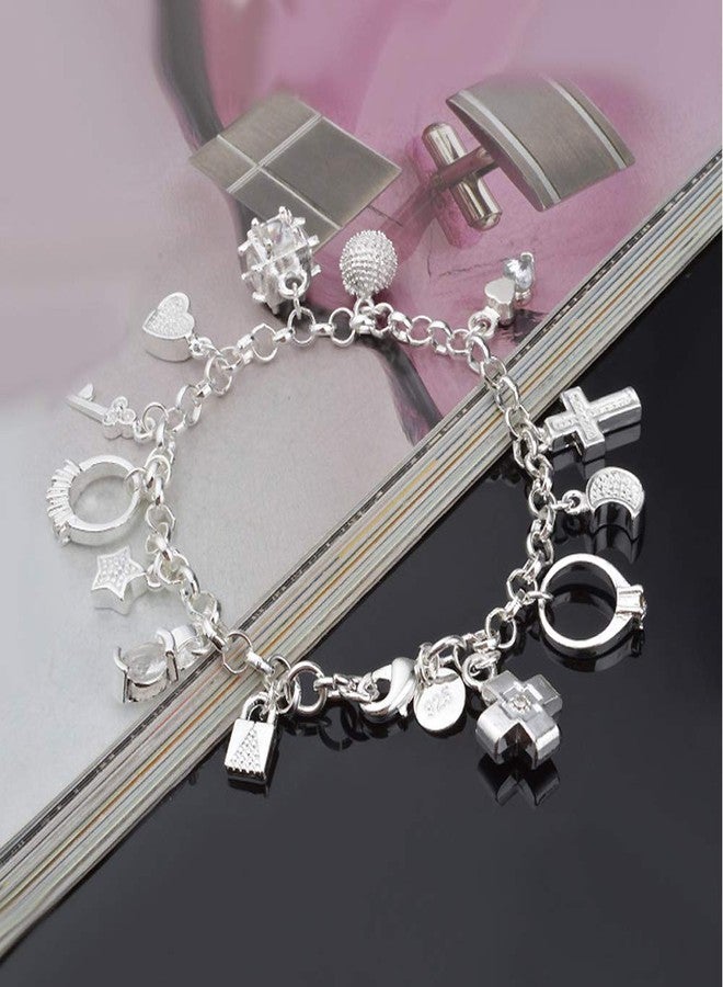 Aeora S925 Silver Thirteen Hanging Pieces Bracelet for Women Gift Bracelets & Bangles Jewelry - Image 2